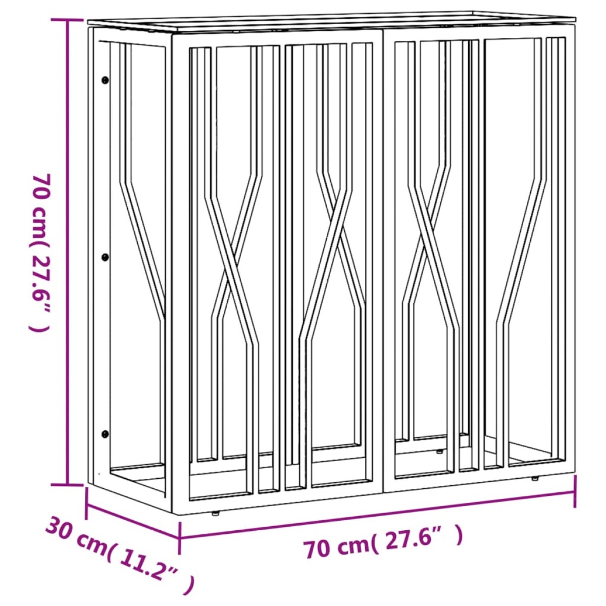 vidaXL Τραπέζι Κονσόλα 70x30x70 εκ. από Ανοξείδωτο Ατσάλι και Γυαλί