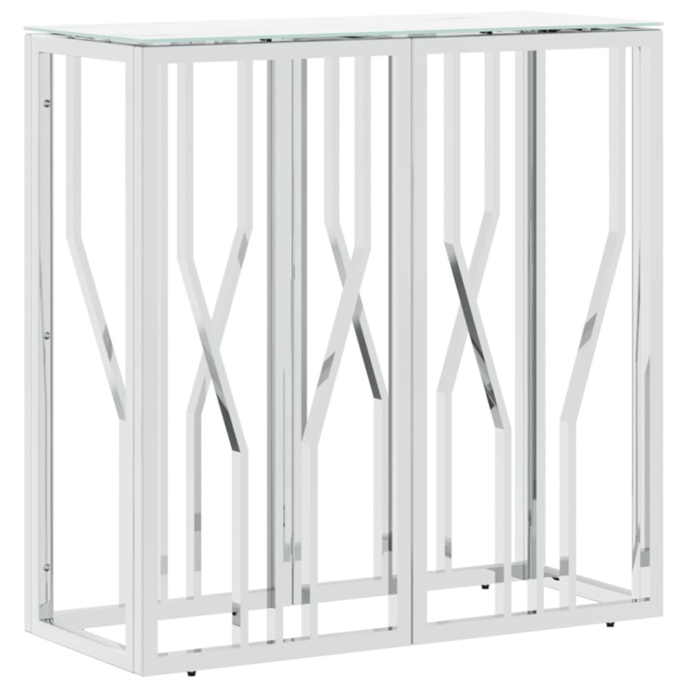 vidaXL Τραπέζι Κονσόλα Ασημί 70x30x70 εκ. Ανοξείδωτο Ατσάλι και Γυαλί