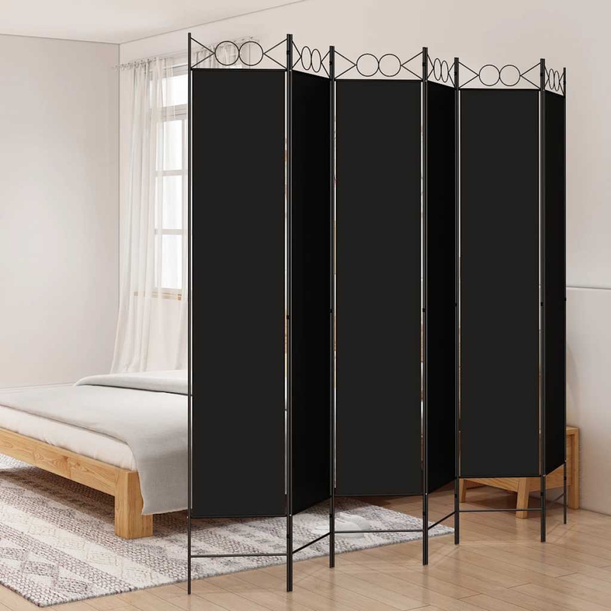 vidaXL Διαχωριστικό Δωματίου με 6 Πάνελ Μαύρο 240x220 εκ. από Ύφασμα