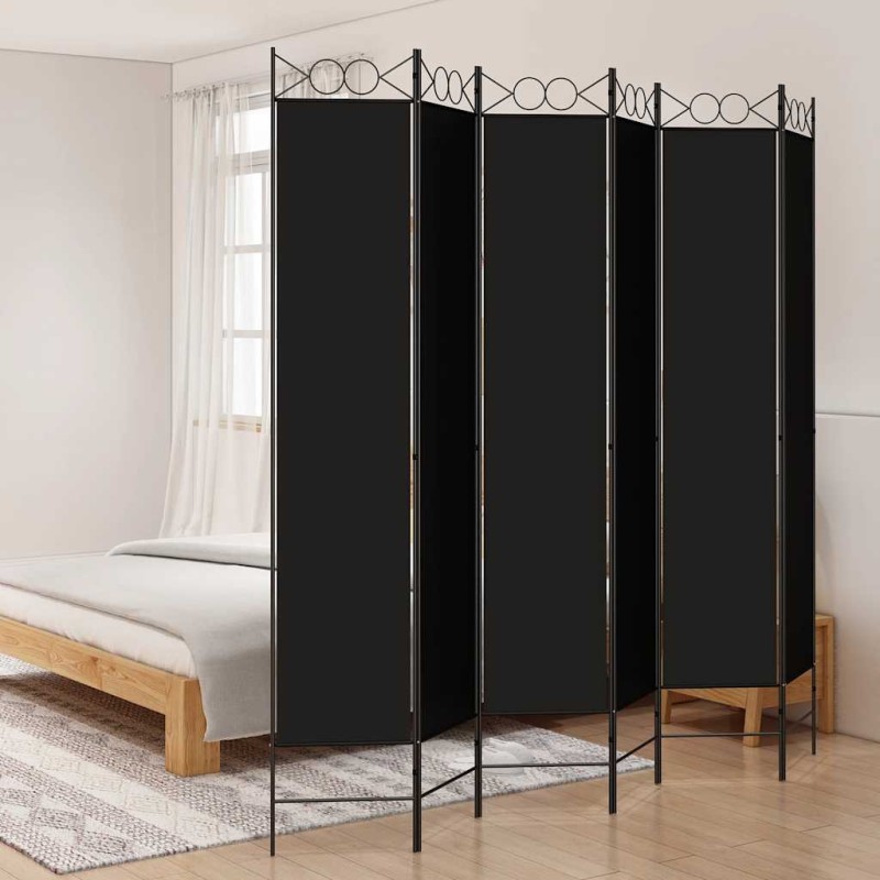vidaXL Διαχωριστικό Δωματίου με 6 Πάνελ Μαύρο 240x220 εκ. από Ύφασμα