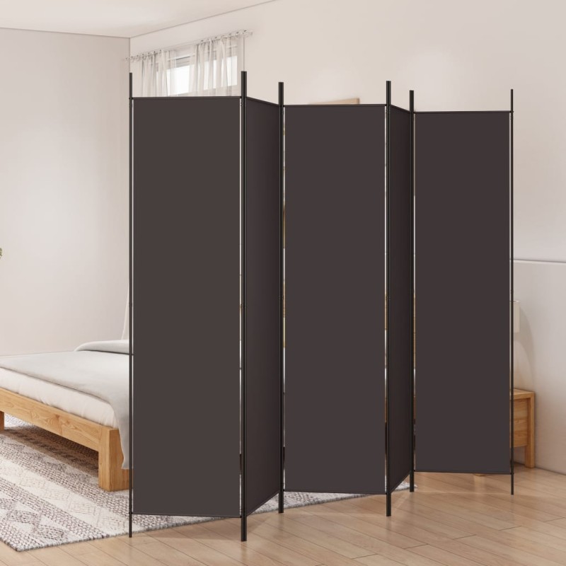 vidaXL Διαχωριστικό Δωματίου με 5 Πάνελ Καφέ 250x200 εκ. από Ύφασμα