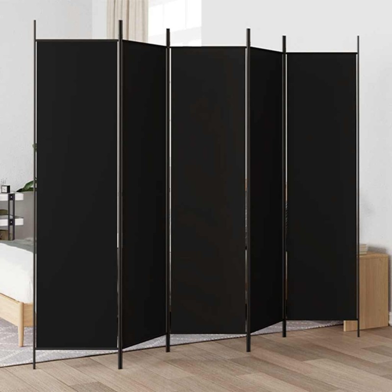 vidaXL Διαχωριστικό Δωματίου με 5 Πάνελ Μαύρο 250x200 εκ. από Ύφασμα