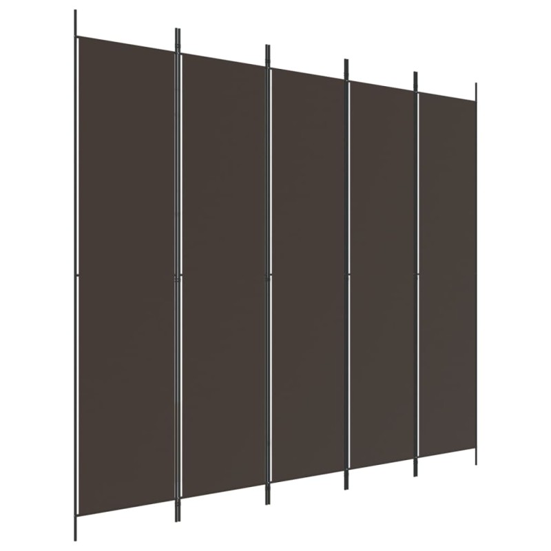 vidaXL Διαχωριστικό Δωματίου με 5 Πάνελ Καφέ 250x220 εκ. από Ύφασμα