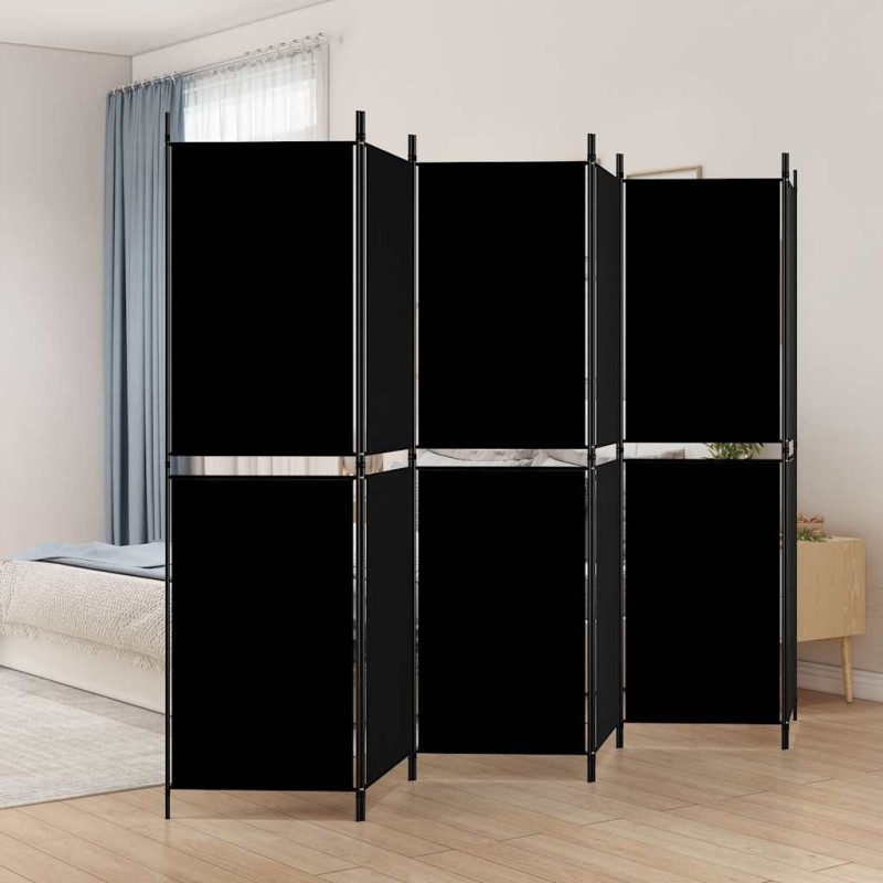 vidaXL Διαχωριστικό Δωματίου με 6 Πάνελ Μαύρο 300x180 εκ. από Ύφασμα