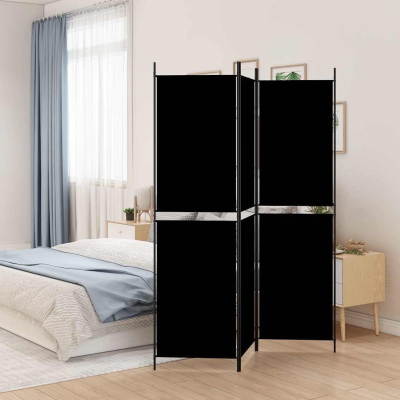 vidaXL Διαχωριστικό Δωματίου με 3 Πάνελ Μαύρο 150x200 εκ. από Ύφασμα