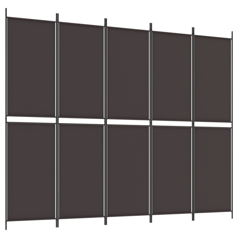 vidaXL Διαχωριστικό Δωματίου με 5 Πάνελ Καφέ 250x200 εκ. από Ύφασμα