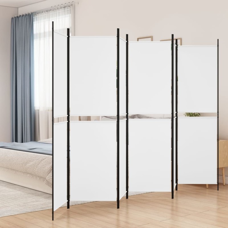 vidaXL Διαχωριστικό Δωματίου με 6 Πάνελ Λευκό 300 x 200 εκ. από Ύφασμα