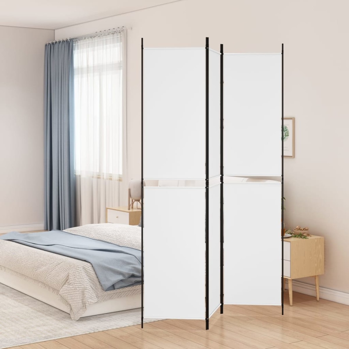 vidaXL Διαχωριστικό Δωματίου με 3 Πάνελ Λευκό 150x220 εκ. Υφασμάτινο