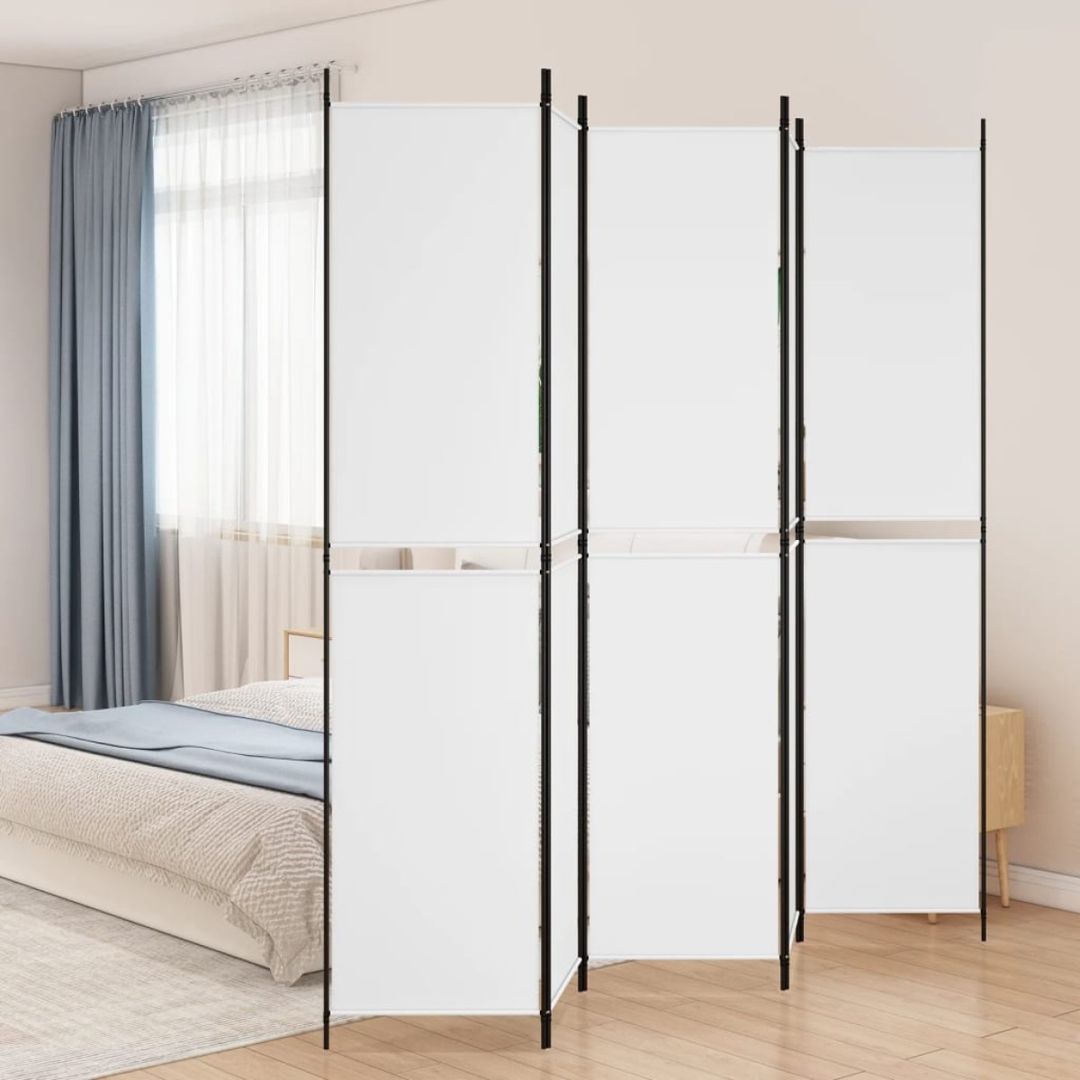 vidaXL Διαχωριστικό Δωματίου με 5 Πάνελ Λευκό 250x220 εκ. από Ύφασμα