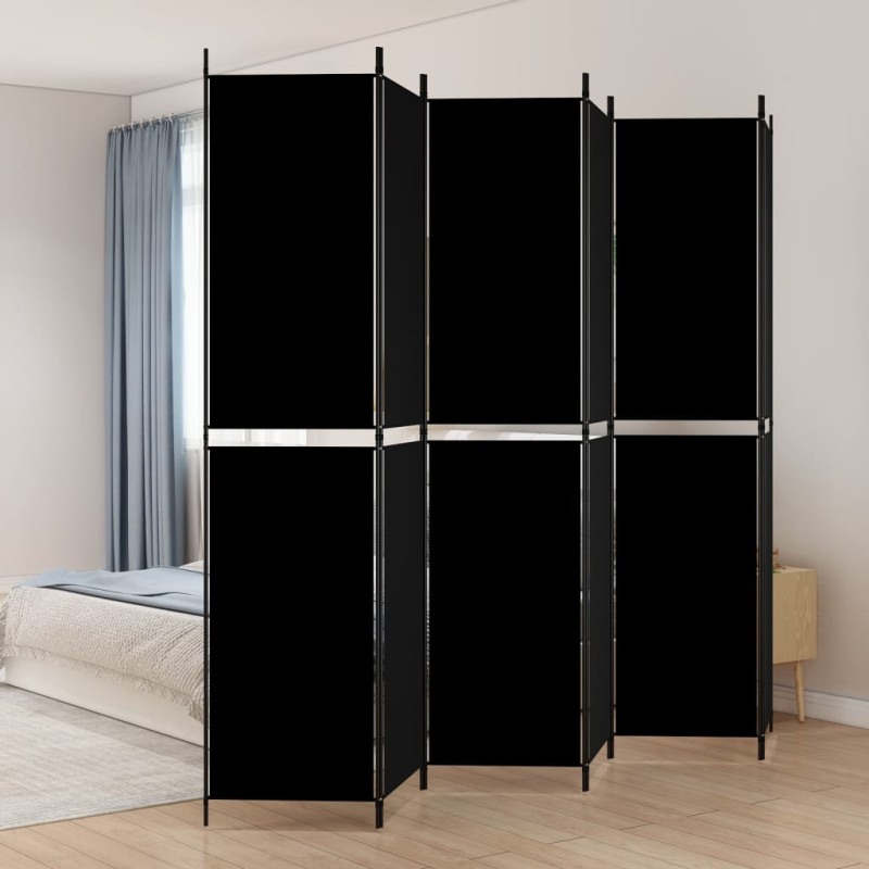 vidaXL Διαχωριστικό Δωματίου με 6 Πάνελ Μαύρο 300x220 εκ. από Ύφασμα