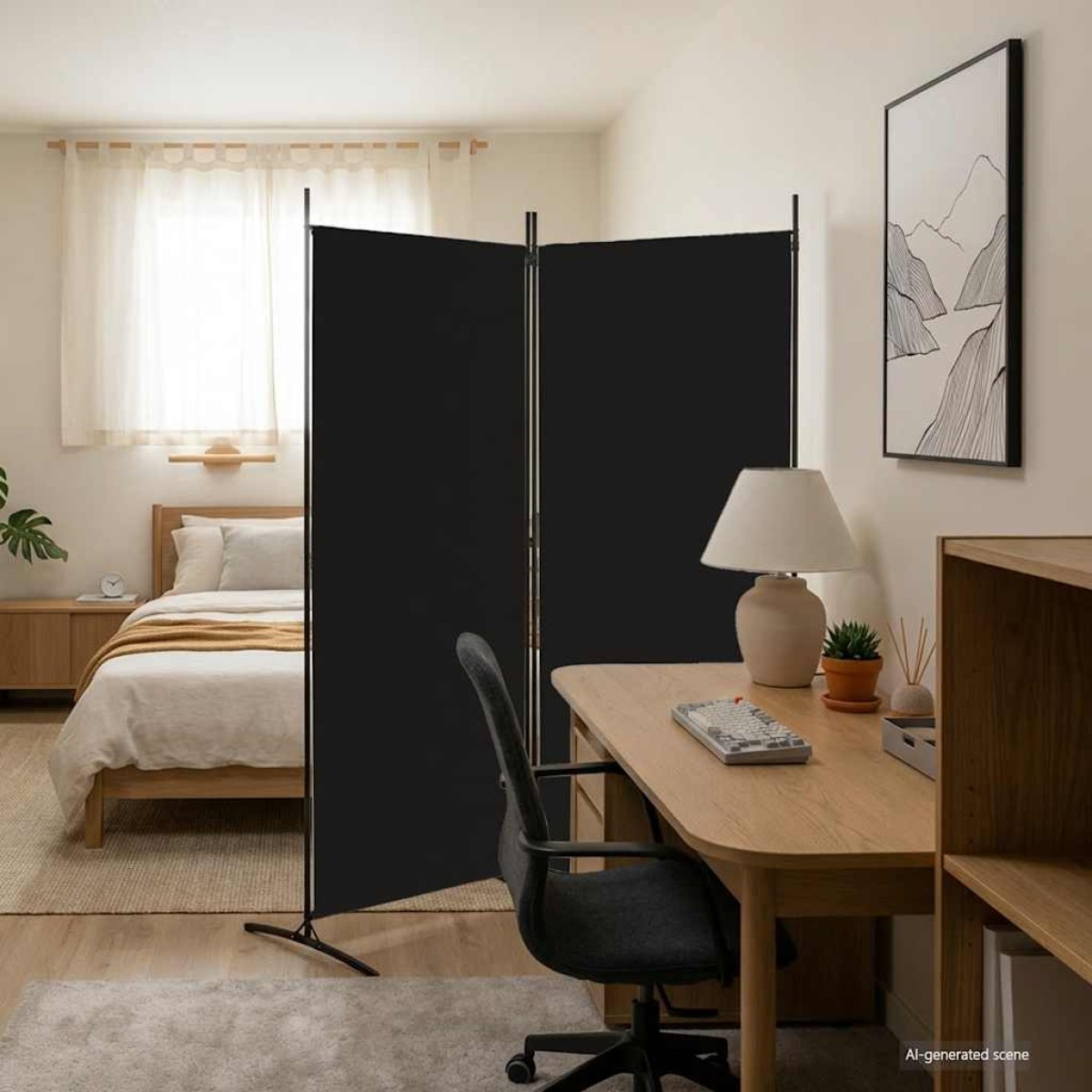 vidaXL Διαχωριστικό Δωματίου με 2 Πάνελ Μαύρο 175x180 εκ. από Ύφασμα
