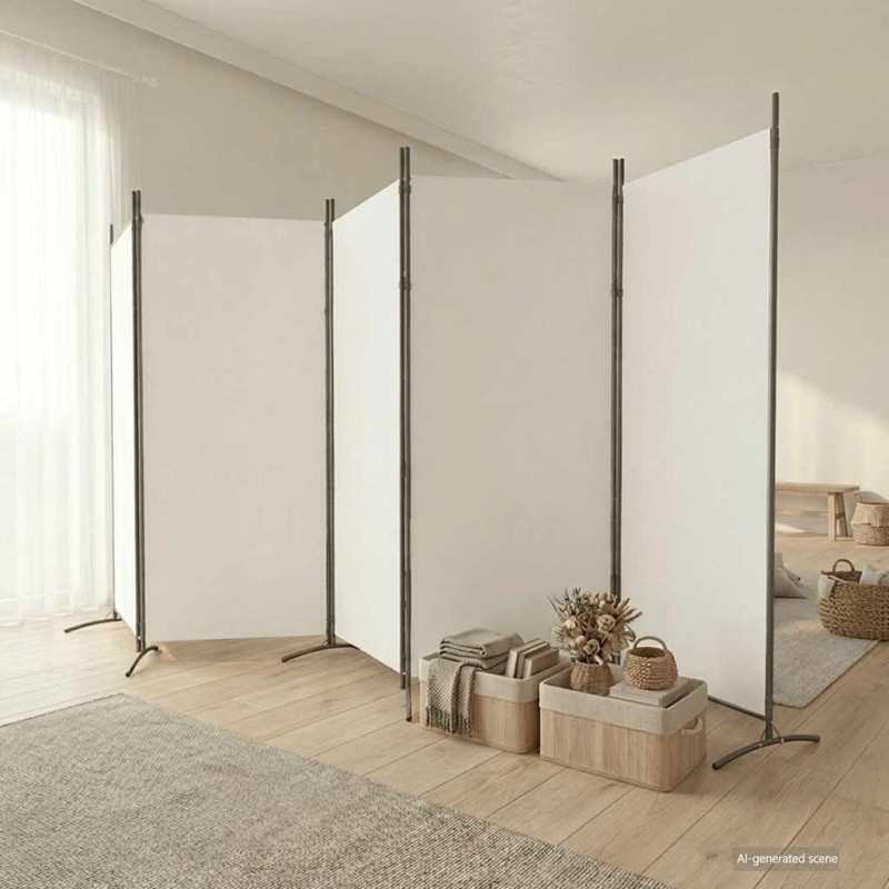 vidaXL Διαχωριστικό Δωματίου με 5 Πάνελ Λευκό 433x180 εκ. από Ύφασμα