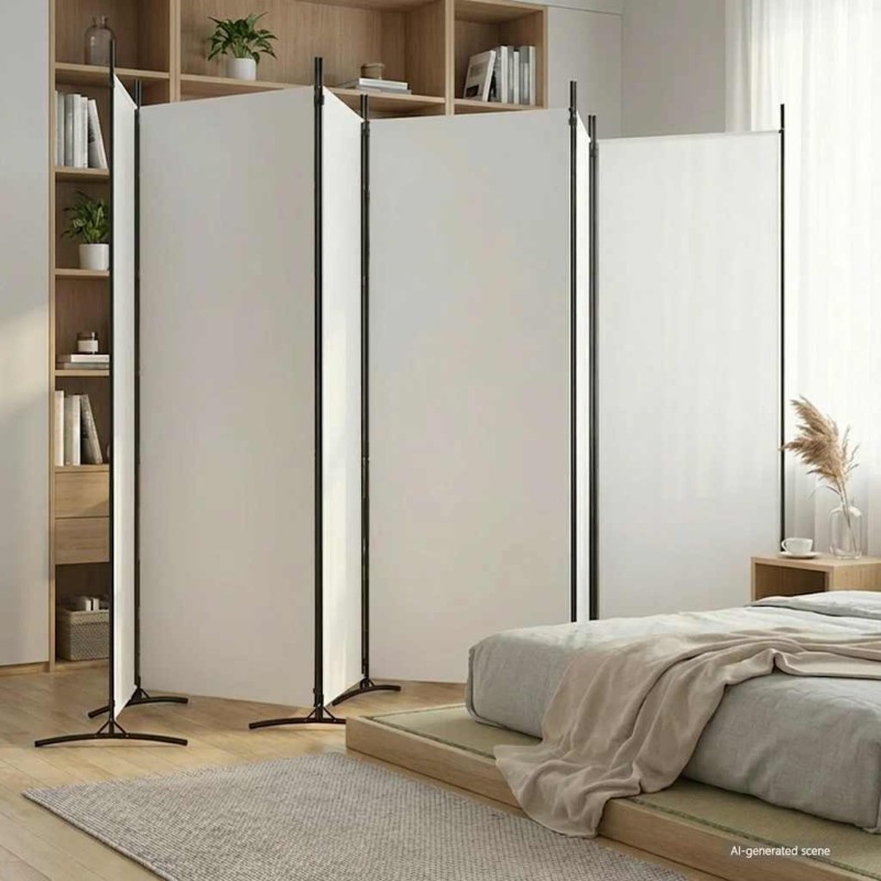 vidaXL Διαχωριστικό Δωματίου με 6 Πάνελ Λευκό 520 x 180 εκ. από Ύφασμα