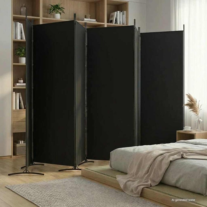 vidaXL Διαχωριστικό Δωματίου με 6 Πάνελ Μαύρο 520x180 εκ. από Ύφασμα