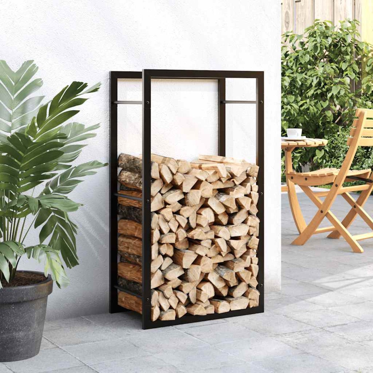 vidaXL Ραφιέρα Καυσόξυλων Ματ Μαύρο 50x28x94 εκ. Ατσάλι