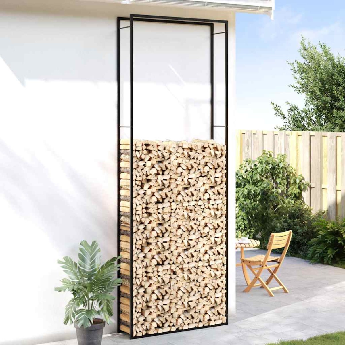 vidaXL Ραφιέρα Καυσόξυλων Ματ Μαύρο 110x28x312 εκ. Ατσάλι