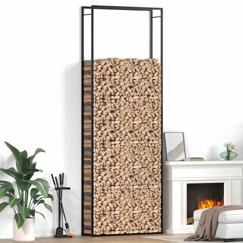 vidaXL Ραφιέρα Καυσόξυλων Ματ Μαύρο 110x28x312 εκ. Ατσάλι