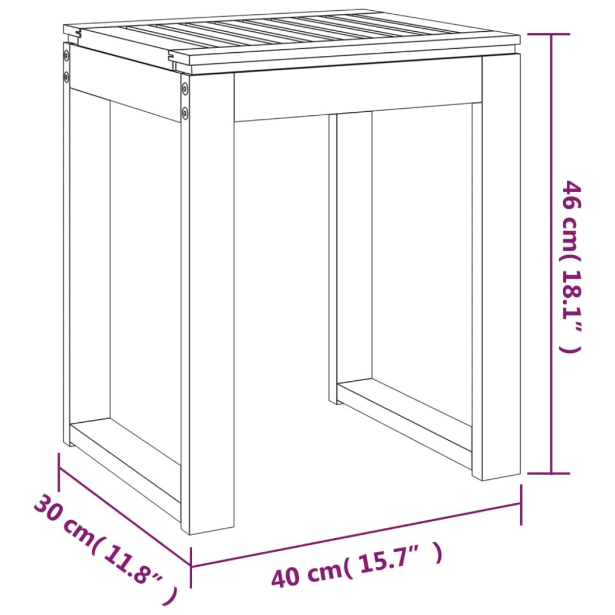 vidaXL Σκαμπό Μπάνιου 40 x 30 x 46 εκ. από Μασίφ Ξύλο Καρυδιάς