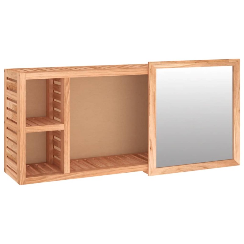 vidaXL Ντουλάπι με Καθρέφτη 80 x 17 x 34 εκ. από Μασίφ Ξύλο Καρυδιάς