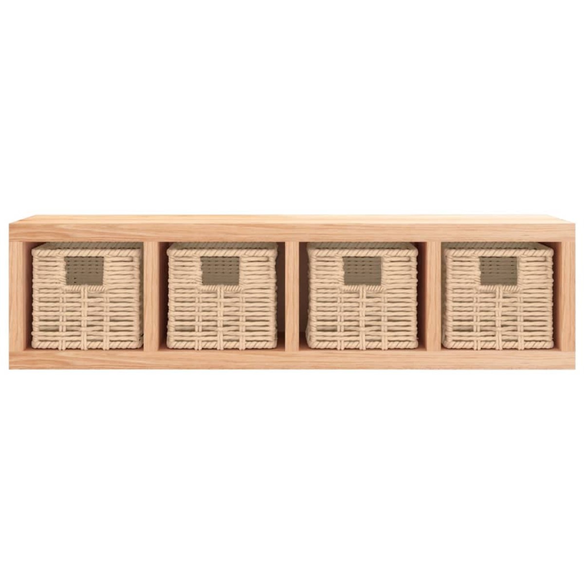 vidaXL Ράφι Τοίχου με Καλάθια 62 x 18 x 16 εκ. από Μασίφ Ξύλο Καρυδιάς