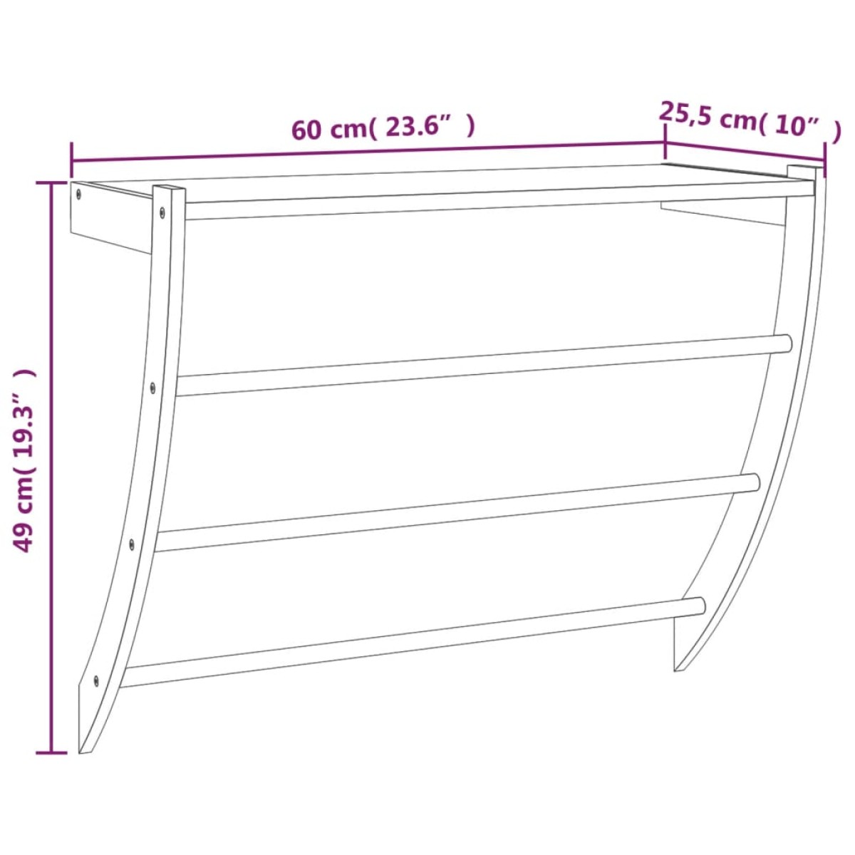 vidaXL Κρεμάστρα για Πετσέτες 60x25,5x49 εκ. από Μασίφ Ξύλο Καρυδιάς