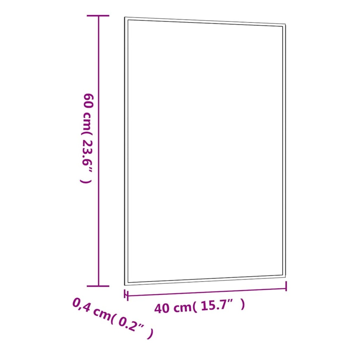 vidaXL Καθρέφτης Επιτοίχιος Ορθογώνιος 40 x 60 εκ.