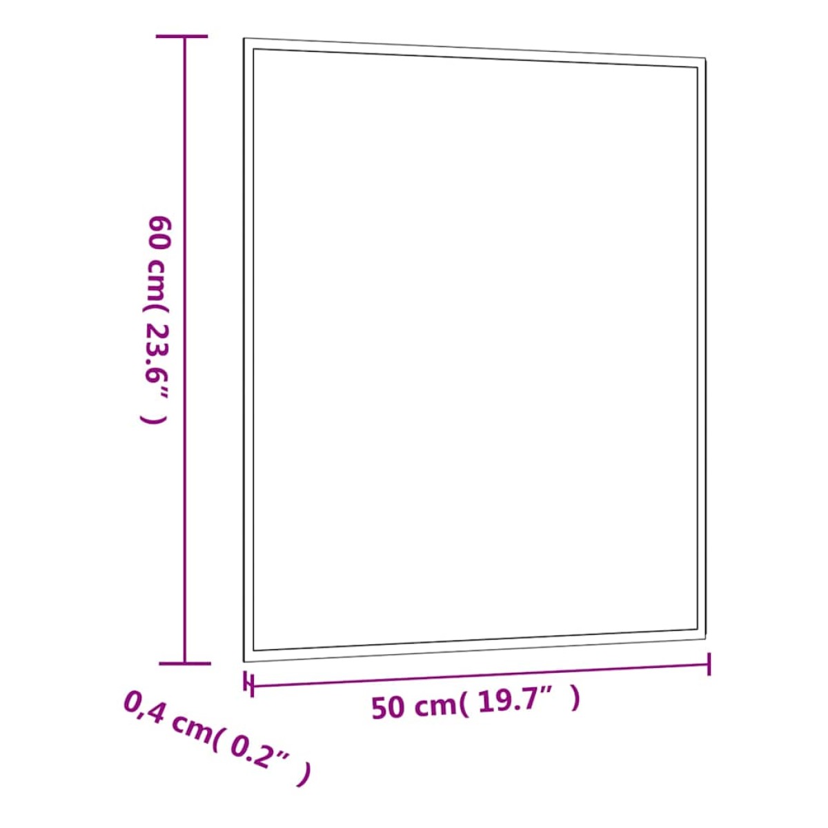 vidaXL Καθρέφτης Επιτοίχιος Ορθογώνιος 50 x 60 εκ.