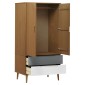 vidaXL Ντουλάπα MOLDE Καφέ 90 x 55 x 175 εκ. από Μασίφ Ξύλο Πεύκου