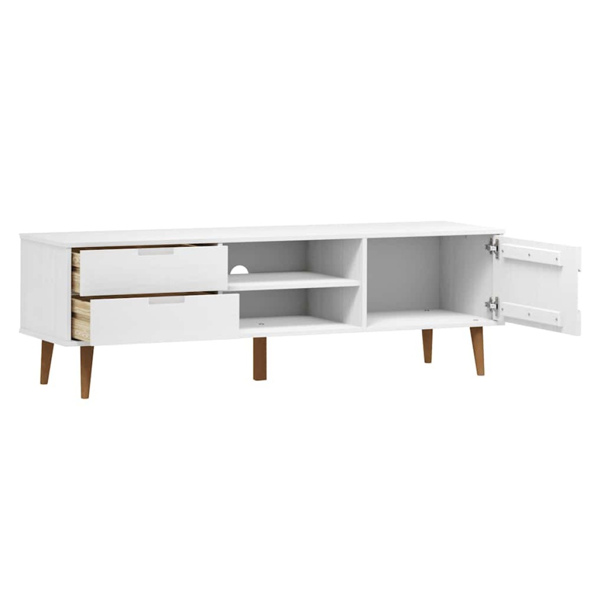 vidaXL Έπιπλο Τηλεόρασης MOLDE Λευκό 158x40x49 εκ. Μασίφ Ξύλο Πεύκου