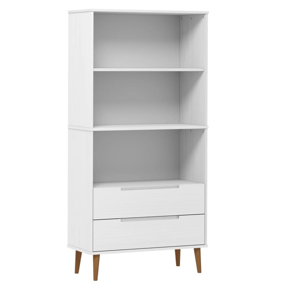 vidaXL Βιβλιοθήκη MOLDE Λευκή 85x35x170,5 εκ. από Μασίφ Ξύλο Πεύκου