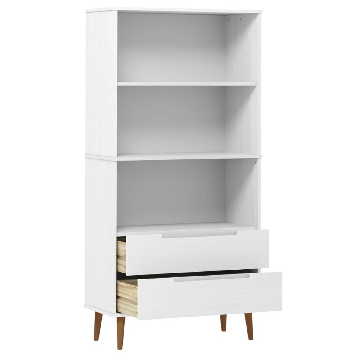 vidaXL Βιβλιοθήκη MOLDE Λευκή 85x35x170,5 εκ. από Μασίφ Ξύλο Πεύκου