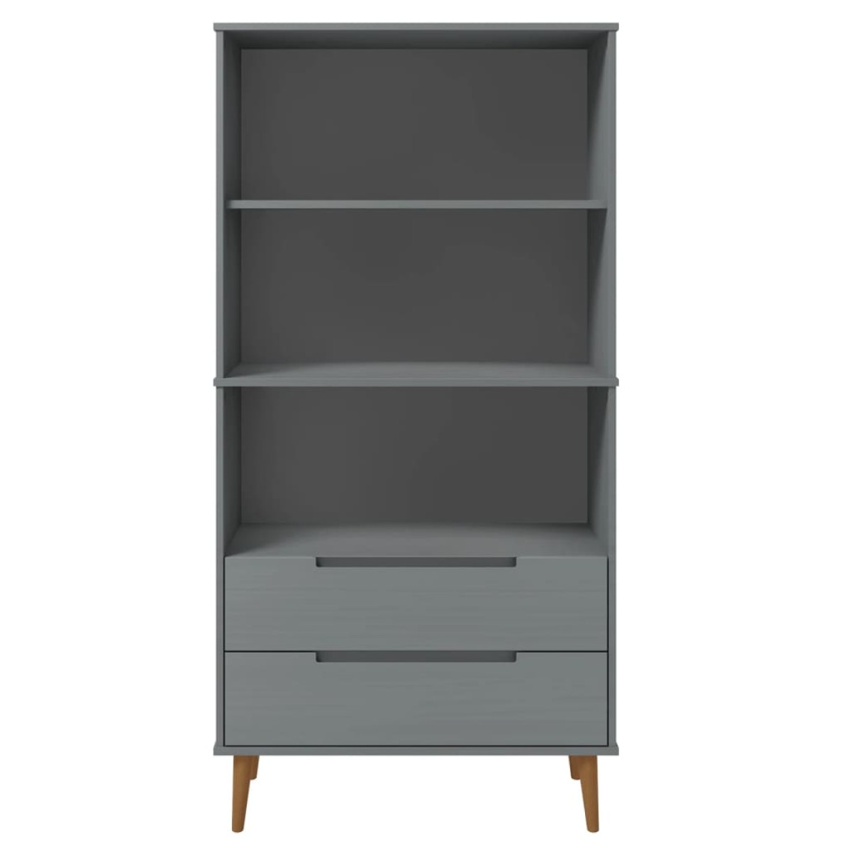 vidaXL Βιβλιοθήκη MOLDE Γκρι 85x35x170,5 εκ. από Μασίφ Ξύλο Πεύκου