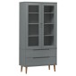 vidaXL Βιτρίνα MOLDE Γκρι 90 x 35 x 175 εκ. από Μασίφ Ξύλο Πεύκου