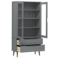 vidaXL Βιτρίνα MOLDE Γκρι 90 x 35 x 175 εκ. από Μασίφ Ξύλο Πεύκου
