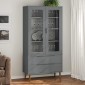 vidaXL Βιτρίνα MOLDE Γκρι 90 x 35 x 175 εκ. από Μασίφ Ξύλο Πεύκου