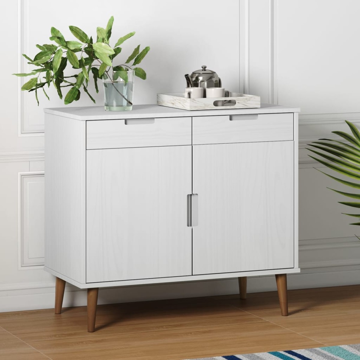 vidaXL Ντουλάπι MOLDE Λευκό 90x40x80 εκ. από Μασίφ Ξύλο Πεύκου