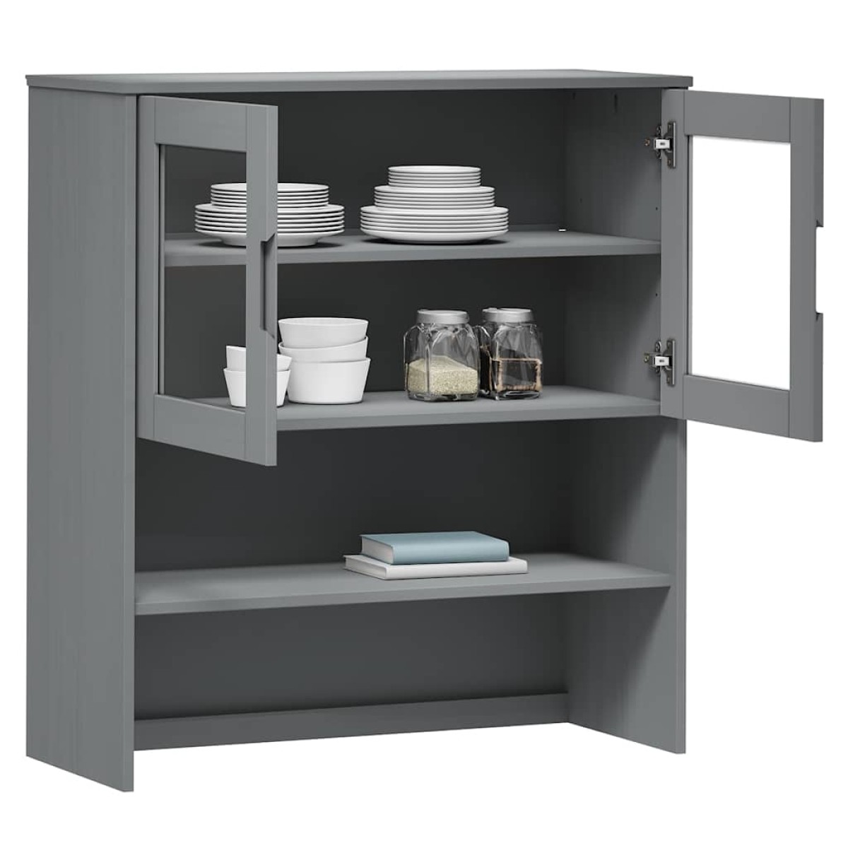 vidaXL Πάνω Μέρος Ντουλαπιού MOLDE Γκρι 90x35x100 εκ. Μασίφ Πεύκο
