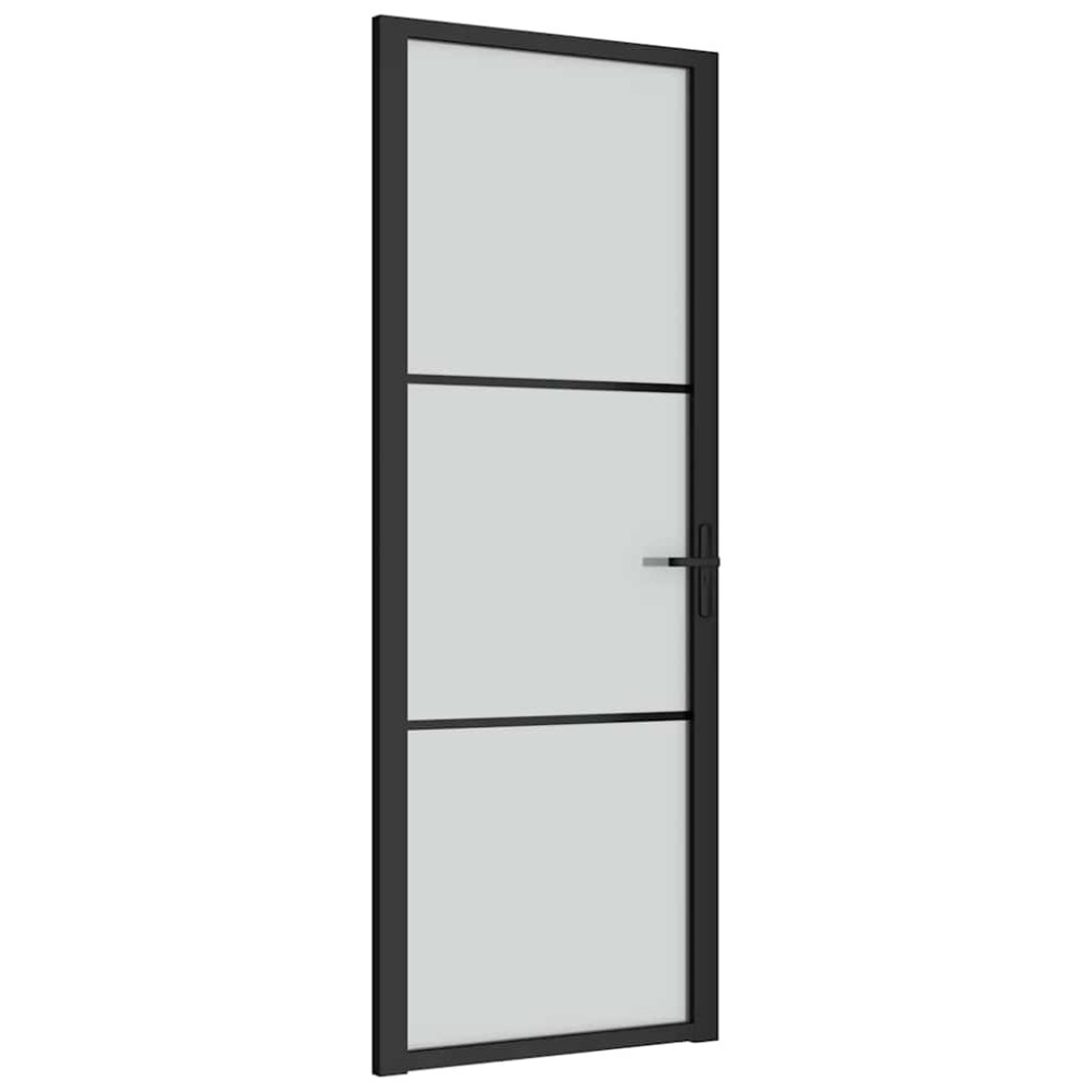 vidaXL Εσωτερική Πόρτα 76x201,5 εκ. Μαύρο Ματ Γυαλί και Αλουμίνιο