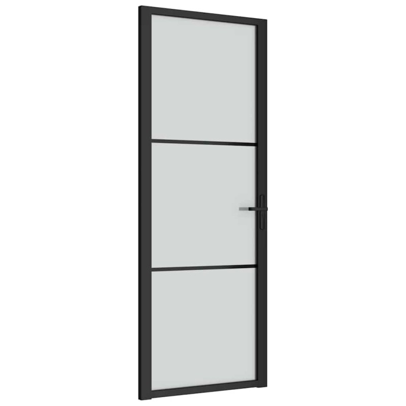 vidaXL Εσωτερική Πόρτα 76x201,5 εκ. Μαύρο Ματ Γυαλί και Αλουμίνιο
