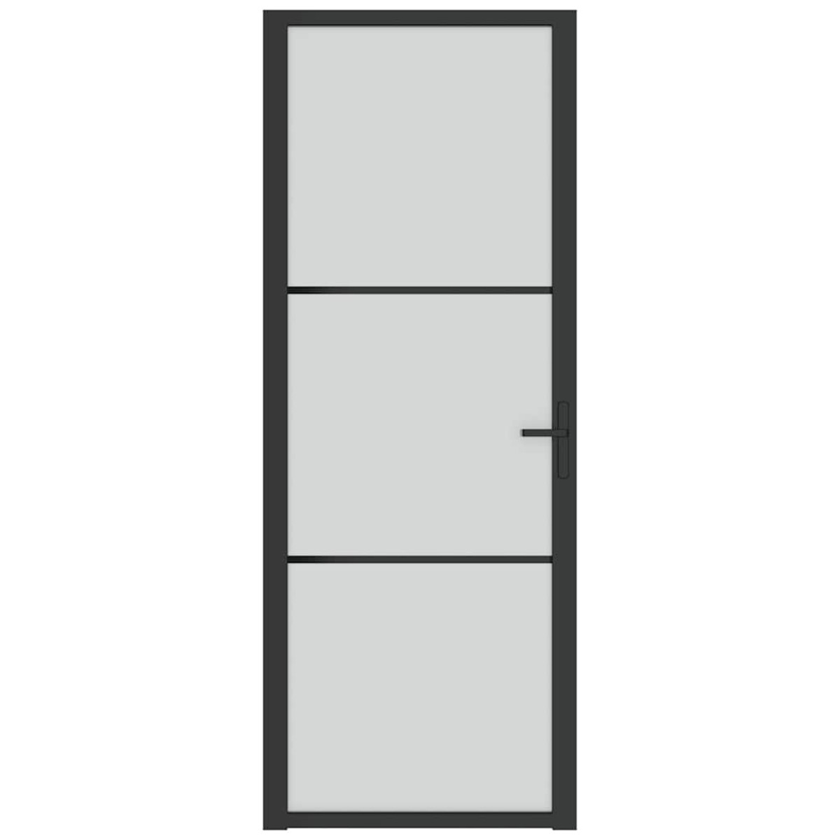 vidaXL Εσωτερική Πόρτα 76x201,5 εκ. Μαύρο Ματ Γυαλί και Αλουμίνιο