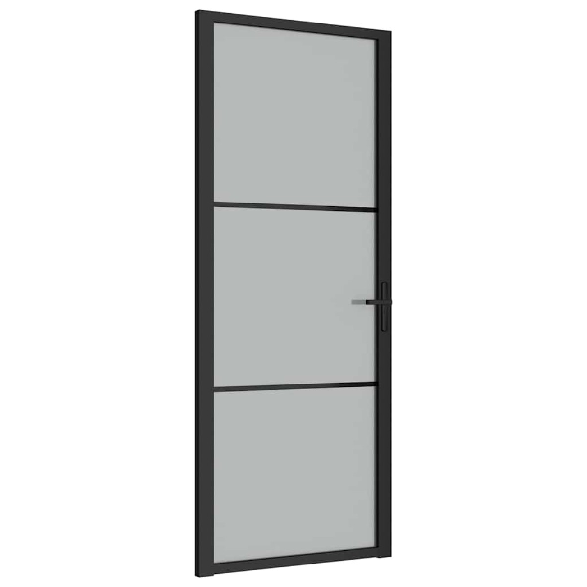 vidaXL Εσωτερική Πόρτα 83 x 201,5 εκ. Μαύρο Ματ Γυαλί και Αλουμίνιο