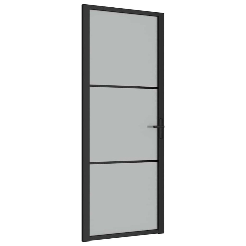 vidaXL Εσωτερική Πόρτα 83 x 201,5 εκ. Μαύρο Ματ Γυαλί και Αλουμίνιο