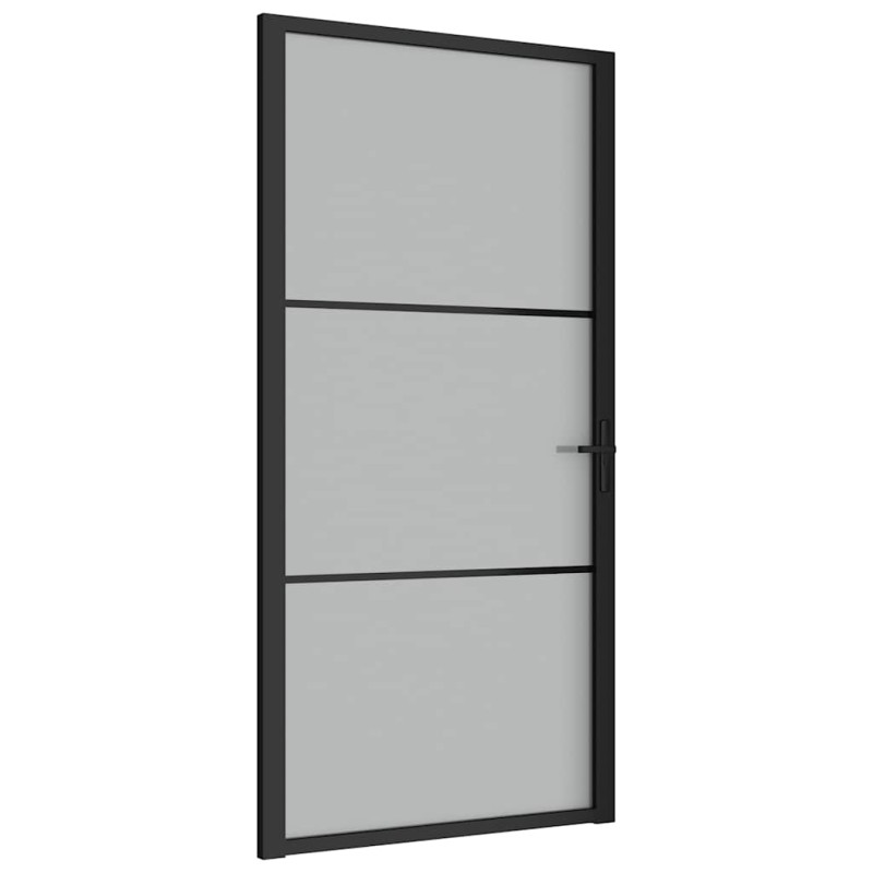 vidaXL Εσωτερική Πόρτα 102,5x201,5 εκ. Μαύρο Ματ Γυαλί και Αλουμίνιο