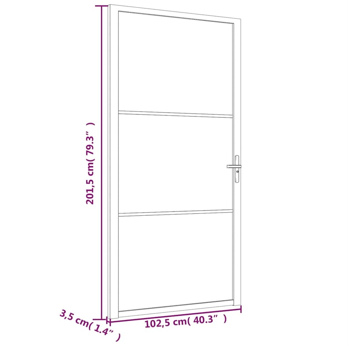 vidaXL Εσωτερική Πόρτα 102,5x201,5 εκ. Μαύρο Ματ Γυαλί και Αλουμίνιο