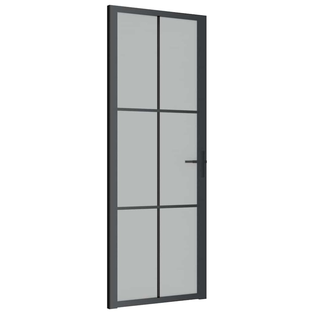 vidaXL Εσωτερική Πόρτα 76x201,5 εκ. Μαύρο Ματ Γυαλί και Αλουμίνιο