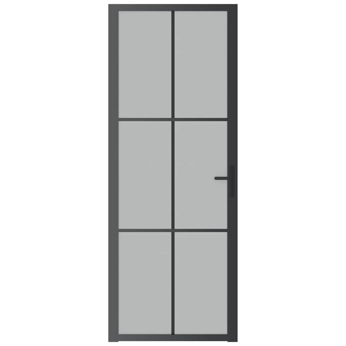 vidaXL Εσωτερική Πόρτα 76x201,5 εκ. Μαύρο Ματ Γυαλί και Αλουμίνιο