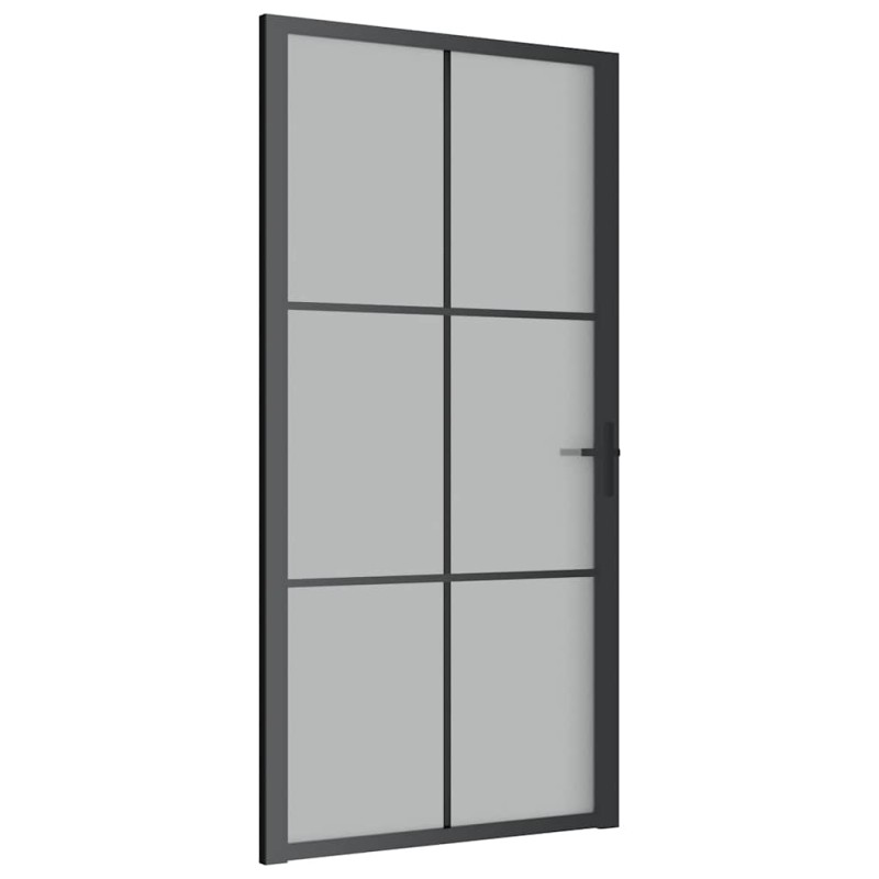 vidaXL Εσωτερική Πόρτα 102,5x201,5 εκ. Μαύρο Ματ Γυαλί και Αλουμίνιο