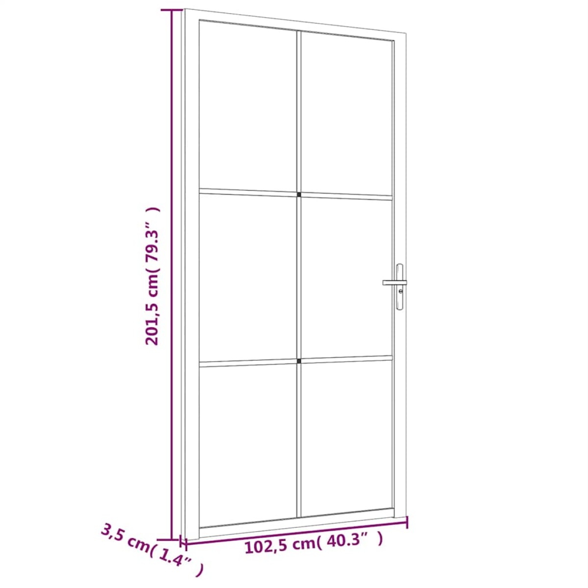 vidaXL Εσωτερική Πόρτα 102,5x201,5 εκ. Μαύρο Ματ Γυαλί και Αλουμίνιο