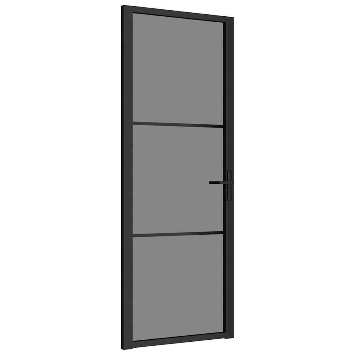 vidaXL Εσωτερική Πόρτα 76x201,5 εκ. Μαύρη ESG Γυαλί και Αλουμίνιο