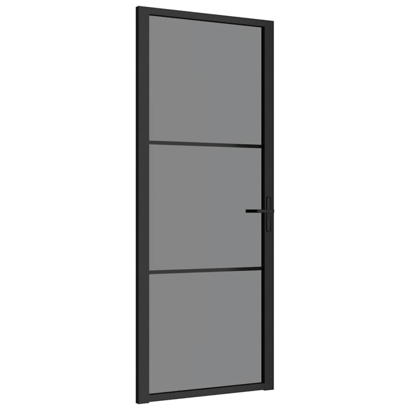 vidaXL Εσωτερική Πόρτα 83x201,5 εκ. Μαύρη ESG Γυαλί και Αλουμίνιο